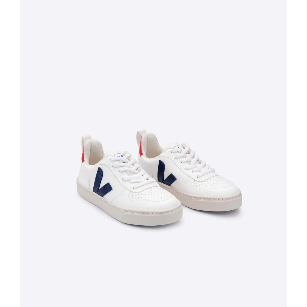 Veja V-10 LACES CWL Kids' Shoes White/Navy | NZ 791WNB